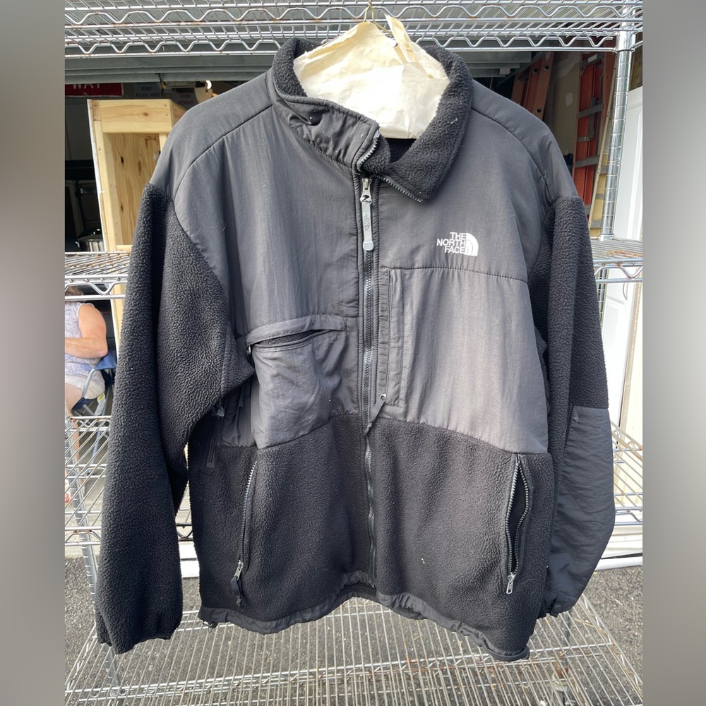 Mens North Face Fleece Jacket PolarTec Recycled Zip Up Grey Black Size XXL
